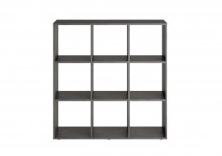 Bibliothèque design carrée MONTPELLIER coloris gris anthracite matera 2 plateaux fixes 9 casiers